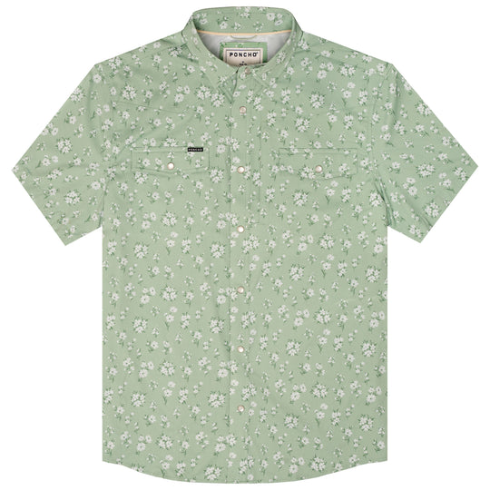 Poncho The Bat Masterson Green Daisy Floral Print Image 01