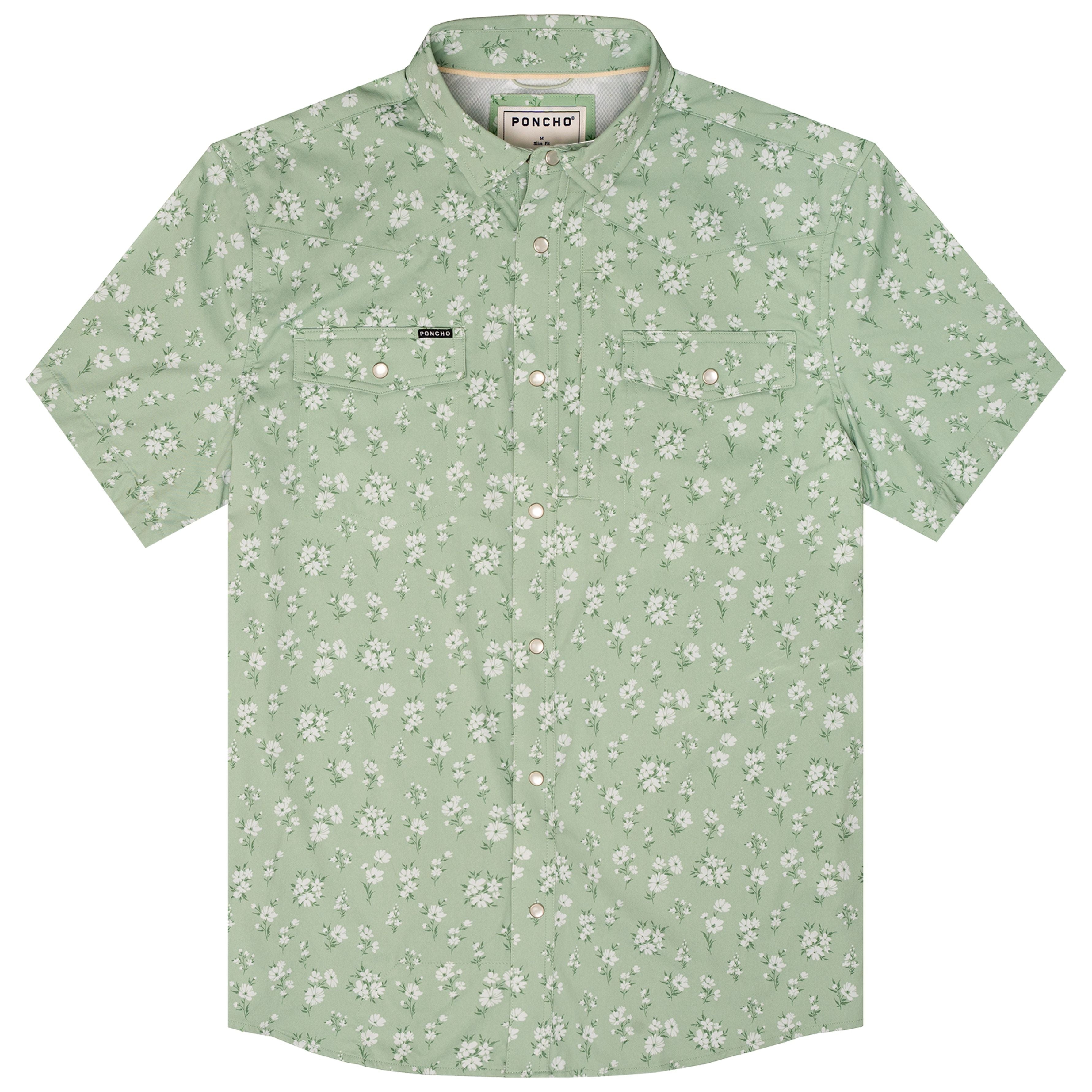 Poncho The Bat Masterson Green Daisy Floral Print Image 01
