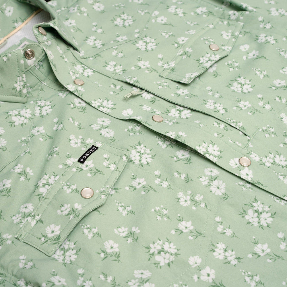 Poncho The Bat Masterson Green Daisy Floral Print Image 02