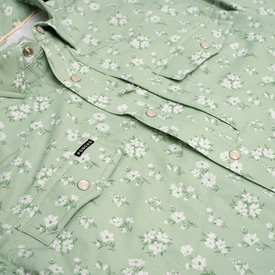 Poncho The Bat Masterson Green Daisy Floral Print Image 02