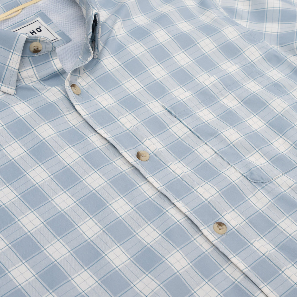 Poncho The Lido Key Washed Blue and Grey Plaid Image 02