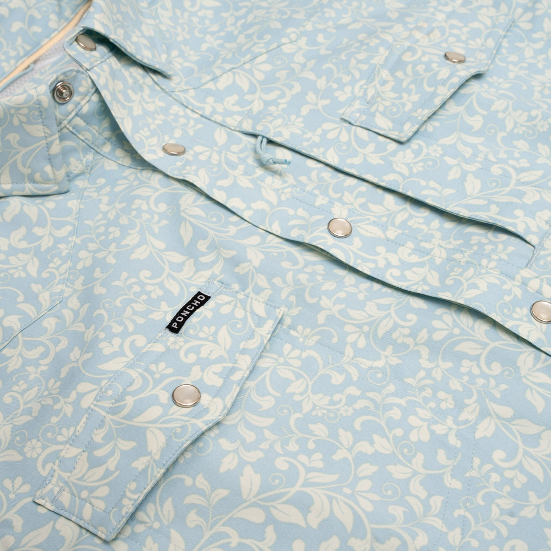 Poncho The Pinos Altos Blue Western Flower Print Image 02