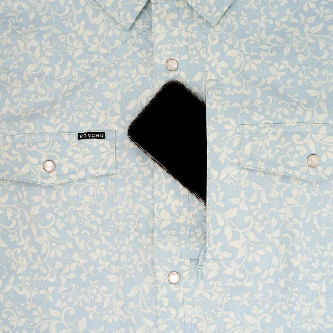 Poncho The Pinos Altos Blue Western Flower Print Image 04