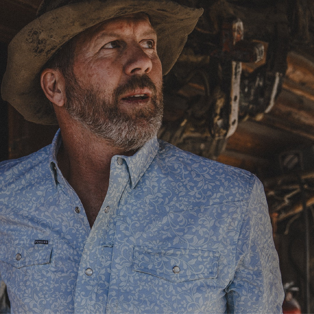 Poncho The Pinos Altos Blue Western Flower Print Image 07